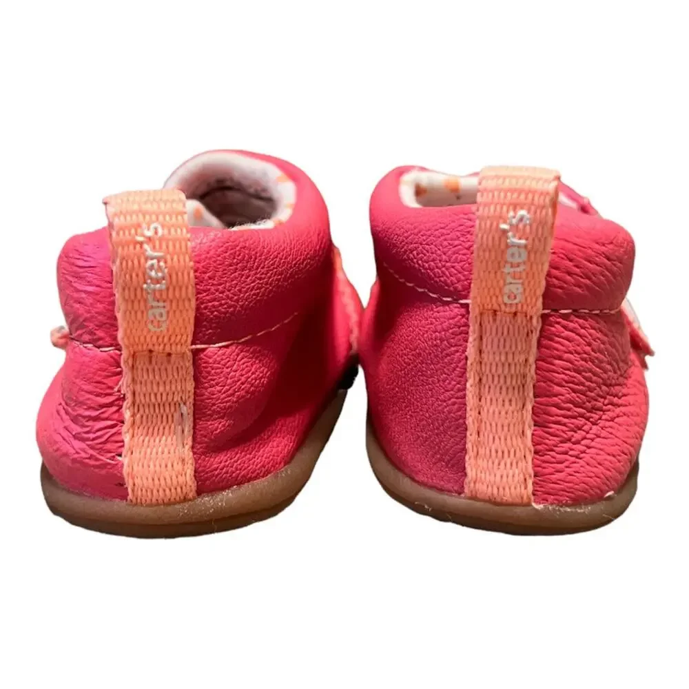 Carter's Baby Shoes Booties Rubber Sole Sz 2.5 Pink ABBY-P4 First Steps No Slip